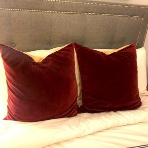 CB2 Velvet Throw Pillowcase, Burgundy Set of 2 Covers